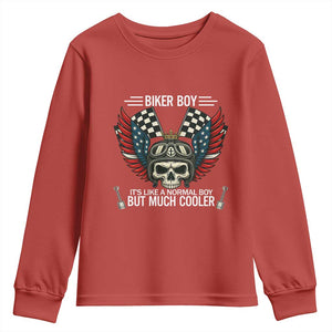 Skull Biker American Flag Motorcycle Biker Son Youth Sweatshirt TS14 Red Print Your Wear