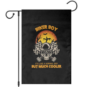 Funny Skull Motocycle Halloween Biker Son Garden Flag Biker Boy It's Like A Normal Boy But Much Cooler TS14 Black Print Your Wear
