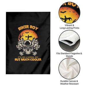 Funny Skull Motocycle Halloween Biker Son Garden Flag Biker Boy It's Like A Normal Boy But Much Cooler TS14 Print Your Wear