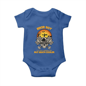 Funny Skull Motocycle Halloween Biker Son Baby Onesie Biker Boy It's Like A Normal Boy But Much Cooler TS14 Royal Blue Print Your Wear