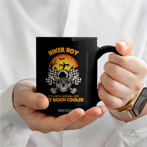 Funny Skull Motocycle Halloween Biker Son Coffee Mug Biker Boy It's Like A Normal Boy But Much Cooler TS14 Print Your Wear
