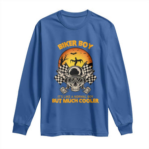 Funny Skull Motocycle Halloween Biker Son Long Sleeve Shirt Biker Boy It's Like A Normal Boy But Much Cooler TS14 Royal Blue Print Your Wear