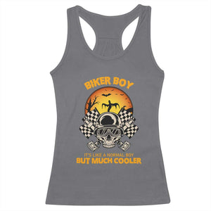 Funny Skull Motocycle Halloween Biker Son Racerback Tank Top Biker Boy It's Like A Normal Boy But Much Cooler TS14 Charcoal Print Your Wear