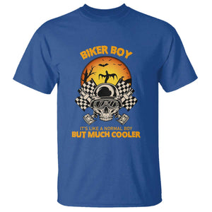 Funny Skull Motocycle Halloween Biker Son T Shirt Biker Boy It's Like A Normal Boy But Much Cooler TS14 Royal Blue Print Your Wear