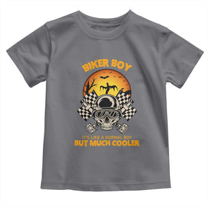 Funny Skull Motocycle Halloween Biker Son Toddler T Shirt Biker Boy It's Like A Normal Boy But Much Cooler TS14 Charcoal Print Your Wear