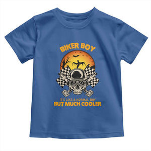 Funny Skull Motocycle Halloween Biker Son Toddler T Shirt Biker Boy It's Like A Normal Boy But Much Cooler TS14 Royal Blue Print Your Wear