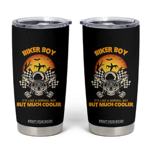 Funny Skull Motocycle Halloween Biker Son Tumbler Cup Biker Boy It's Like A Normal Boy But Much Cooler TS14 Black Print Your Wear