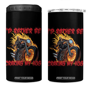 Funny Biker Skeleton Motorcycle Rider 4 in 1 Can Cooler Tumbler I Would Rather Be Cranking My Hog TS14 One Size: 16 oz Black Print Your Wear