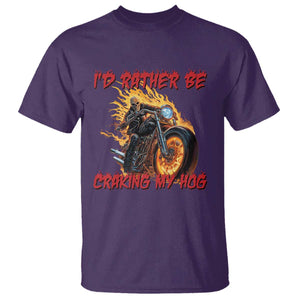 Funny Biker Skeleton Motorcycle Rider T Shirt I Would Rather Be Cranking My Hog TS14 Purple Print Your Wear