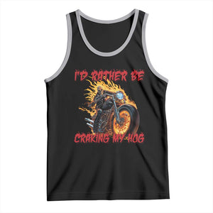 Funny Biker Skeleton Motorcycle Rider Tank Top I Would Rather Be Cranking My Hog TS14 Black Athletic Heather Print Your Wear
