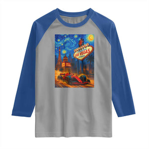 Racing Car Starry Night Las Vegas Race Day Raglan Shirt TS14 Sport Gray Royal Print Your Wear