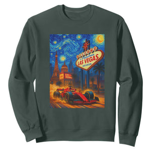 Racing Car Starry Night Las Vegas Race Day Sweatshirt TS14 Dark Forest Green Print Your Wear