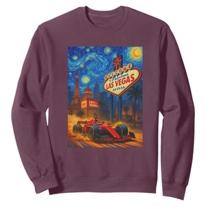 Racing Car Starry Night Las Vegas Race Day Sweatshirt TS14 Maroon Print Your Wear