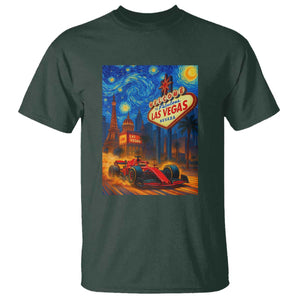 Racing Car Starry Night Las Vegas Race Day T Shirt TS14 Dark Forest Green Print Your Wear