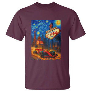 Racing Car Starry Night Las Vegas Race Day T Shirt TS14 Maroon Print Your Wear