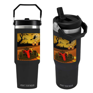 Vintage Race Car Halloween Pumpkin Retro Racing Flip Straw Tumbler TS14 One Size: 30 oz Black Print Your Wear