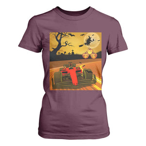 Vintage Race Car Halloween Pumpkin Retro Racing T Shirt For Women TS14 Maroon Print Your Wear
