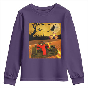 Vintage Race Car Halloween Pumpkin Retro Racing Youth Sweatshirt TS14 Purple Print Your Wear