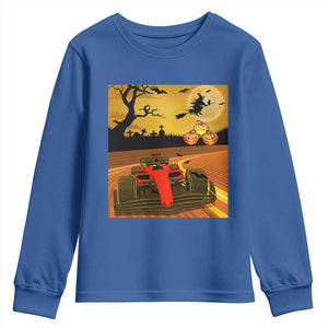 Vintage Race Car Halloween Pumpkin Retro Racing Youth Sweatshirt TS14 Royal Blue Print Your Wear