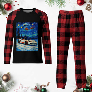 Racing Sports Car Plaid Pajama Set Starry Night Racing Silhouette TS14 Buffalo Plaid Print Your Wear