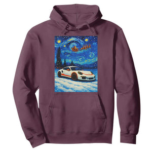 Racing Sports Car Hoodie Porsche 911 Starry Night Racing Silhouette TS14 Maroon Print Your Wear