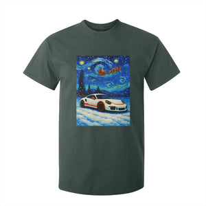 Racing Sports Car T Shirt For Kid Porsche 911 Starry Night Racing Silhouette TS14 Dark Forest Green Print Your Wear