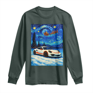Racing Sports Car Long Sleeve Shirt Porsche 911 Starry Night Racing Silhouette TS14 Dark Forest Green Print Your Wear