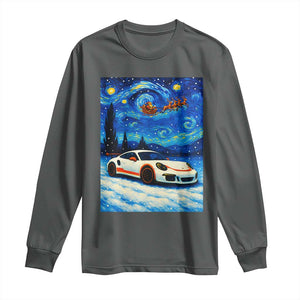 Racing Sports Car Long Sleeve Shirt Porsche 911 Starry Night Racing Silhouette TS14 Dark Heather Print Your Wear