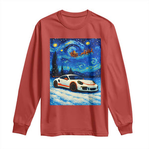 Racing Sports Car Long Sleeve Shirt Starry Night Racing Silhouette TS14 Red Print Your Wear