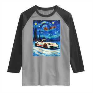 Racing Sports Car Raglan Shirt Starry Night Racing Silhouette TS14 Sport Gray Black Print Your Wear