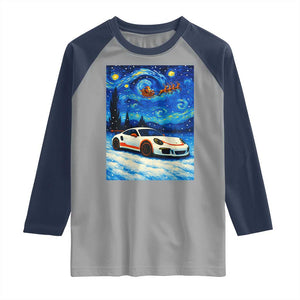 Racing Sports Car Raglan Shirt Starry Night Racing Silhouette TS14 Sport Gray Navy Print Your Wear