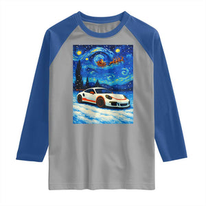 Racing Sports Car Raglan Shirt Porsche 911 Starry Night Racing Silhouette TS14 Sport Gray Royal Print Your Wear