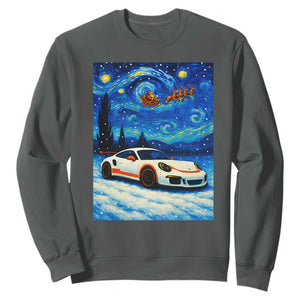 Racing Sports Car Sweatshirt Porsche 911 Starry Night Racing Silhouette TS14 Dark Heather Print Your Wear