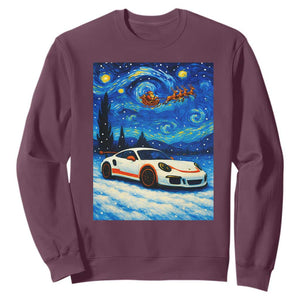 Racing Sports Car Sweatshirt Porsche 911 Starry Night Racing Silhouette TS14 Maroon Print Your Wear