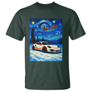 Racing Sports Car T Shirt Porsche 911 Starry Night Racing Silhouette TS14 Dark Forest Green Print Your Wear