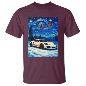 Racing Sports Car T Shirt Porsche 911 Starry Night Racing Silhouette TS14 Maroon Print Your Wear