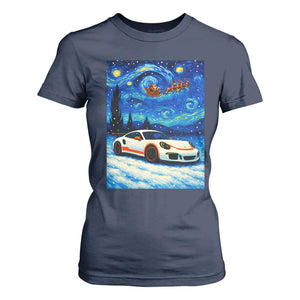 Racing Sports Car T Shirt For Women Starry Night Racing Silhouette TS14 Navy Print Your Wear