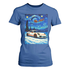 Racing Sports Car T Shirt For Women Starry Night Racing Silhouette TS14 Royal Blue Print Your Wear