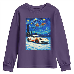 Racing Sports Car Youth Sweatshirt Porsche 911 Starry Night Racing Silhouette TS14 Purple Print Your Wear