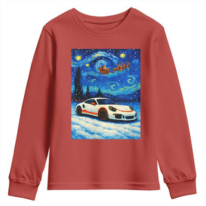 Racing Sports Car Youth Sweatshirt Porsche 911 Starry Night Racing Silhouette TS14 Red Print Your Wear