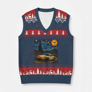 Racing Sports V-Neck Knit Sweater Vest Starry Night 911 Silhouette Halloween TS14 Navy Red Print Your Wear