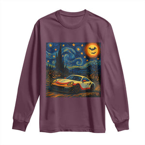 Racing Sports Long Sleeve Shirt Starry Night 911 Silhouette Halloween TS14 Maroon Print Your Wear