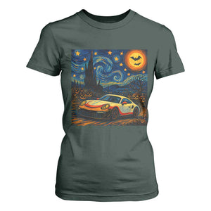Racing Sports T Shirt For Women Starry Night 911 Silhouette Halloween TS14 Dark Forest Green Print Your Wear