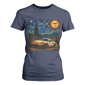 Racing Sports T Shirt For Women Starry Night 911 Silhouette Halloween TS14 Navy Print Your Wear