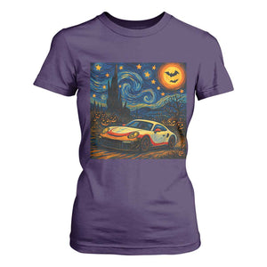Racing Sports T Shirt For Women Starry Night 911 Silhouette Halloween TS14 Purple Print Your Wear