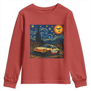 Racing Sports Youth Sweatshirt Starry Night 911 Silhouette Halloween TS14 Red Print Your Wear