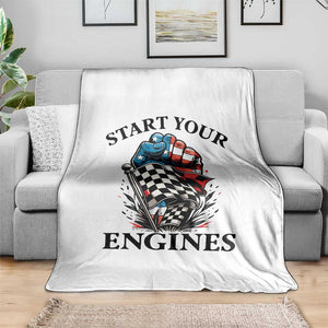 Checkered American Flag Racing Throw Blanket Start Your Engines Race Car TS14 Print Your Wear
