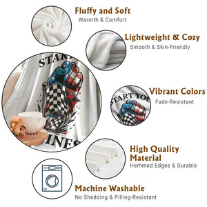 Checkered American Flag Racing Throw Blanket Start Your Engines Race Car TS14 Print Your Wear