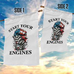 Checkered American Flag Racing Garden Flag Start Your Engines Race Car TS14 Print Your Wear