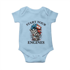 Checkered American Flag Racing Baby Onesie Start Your Engines Race Car TS14 Light Blue Print Your Wear